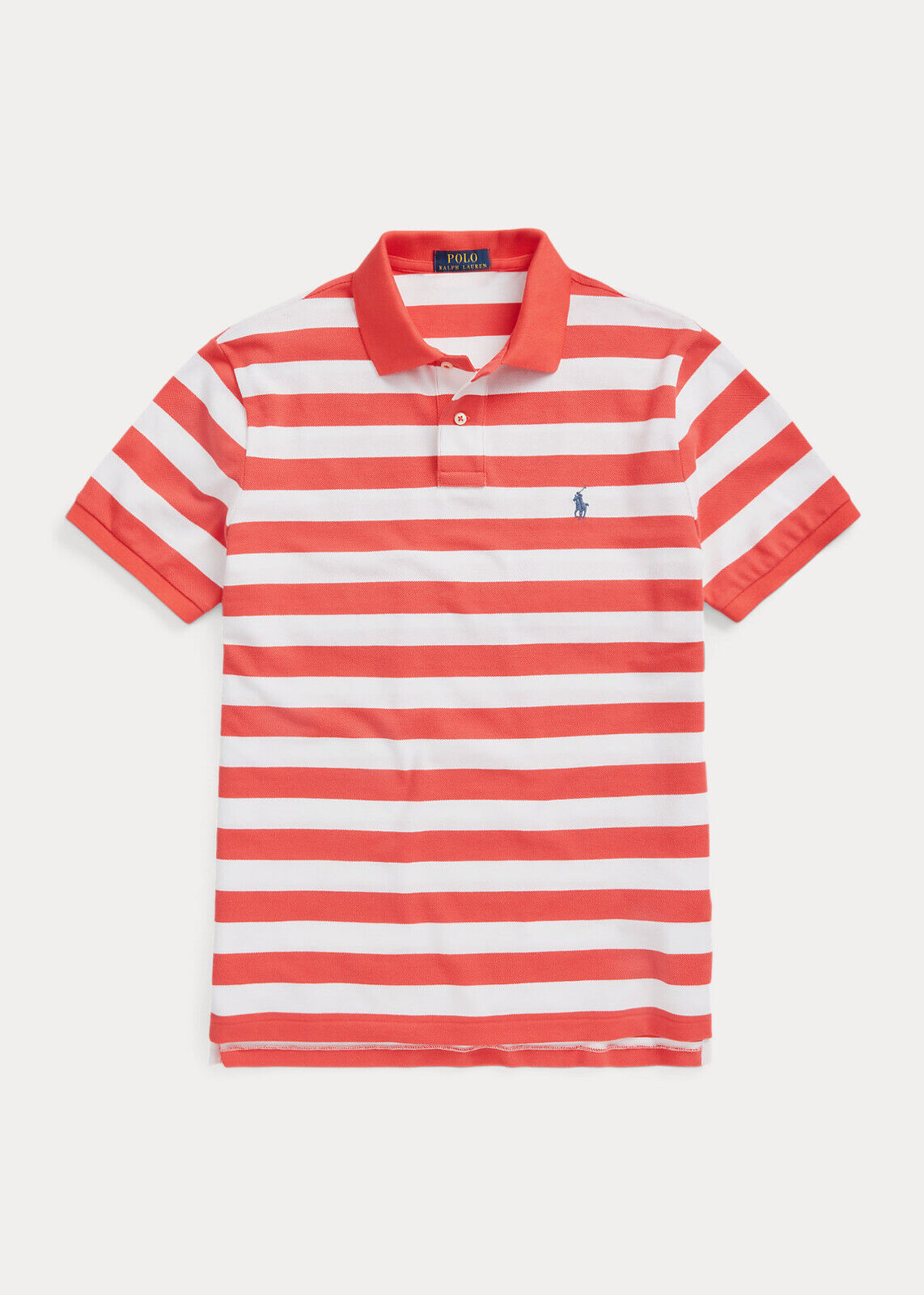 Polo Ralph Lauren Men's Classic-Fit Striped Mesh Polo Shirt  Color Red Reef/White Size 2XL