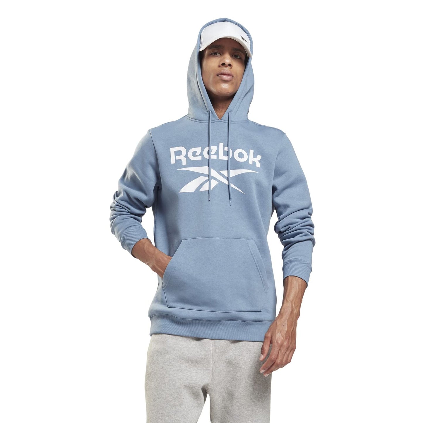 Reebok Men's Logo-Print French Terry Hoodie  Color Blue Slate Size S