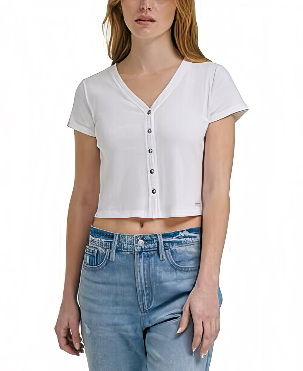 Calvin Klein Jeans Women's Cotton Crop Top  Color White Size L