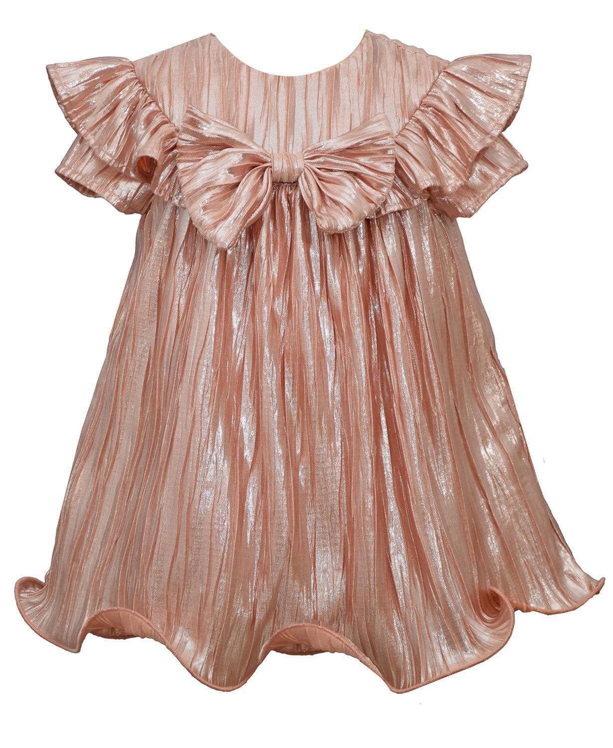 Bonnie Baby Baby Girls Short Sleeved Metallic Dress, 2 pc Set  Color Rose Size 24 months