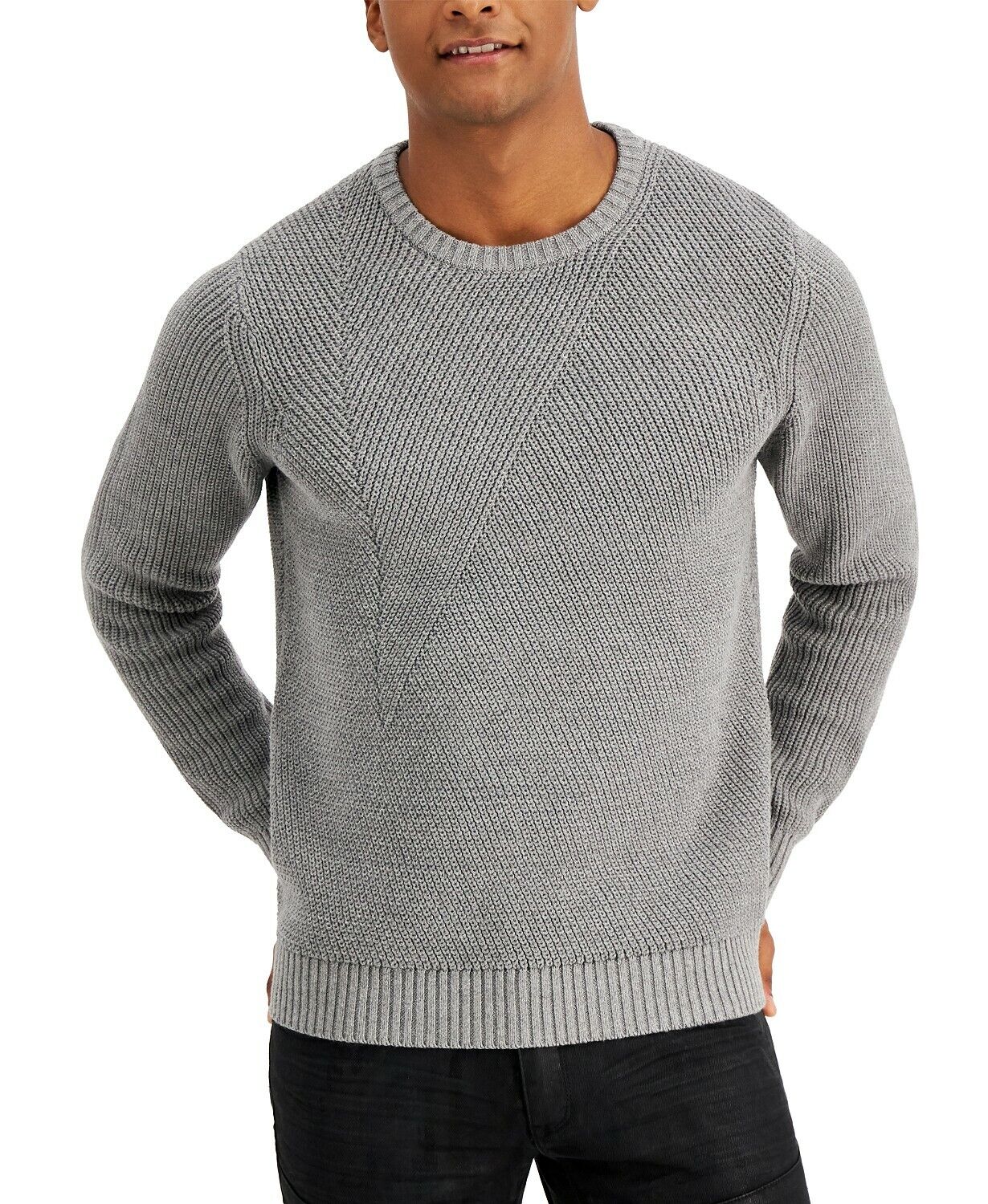 INC International Concepts Men's Ribbed Sweater  Color Heather Gray Size 2XL