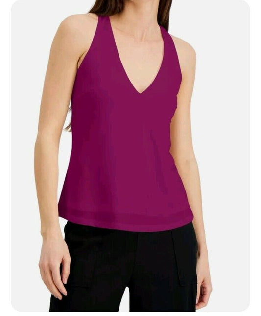 INC International Concepts Women's V-Neck Halter Top  Color Cranberry Size XS