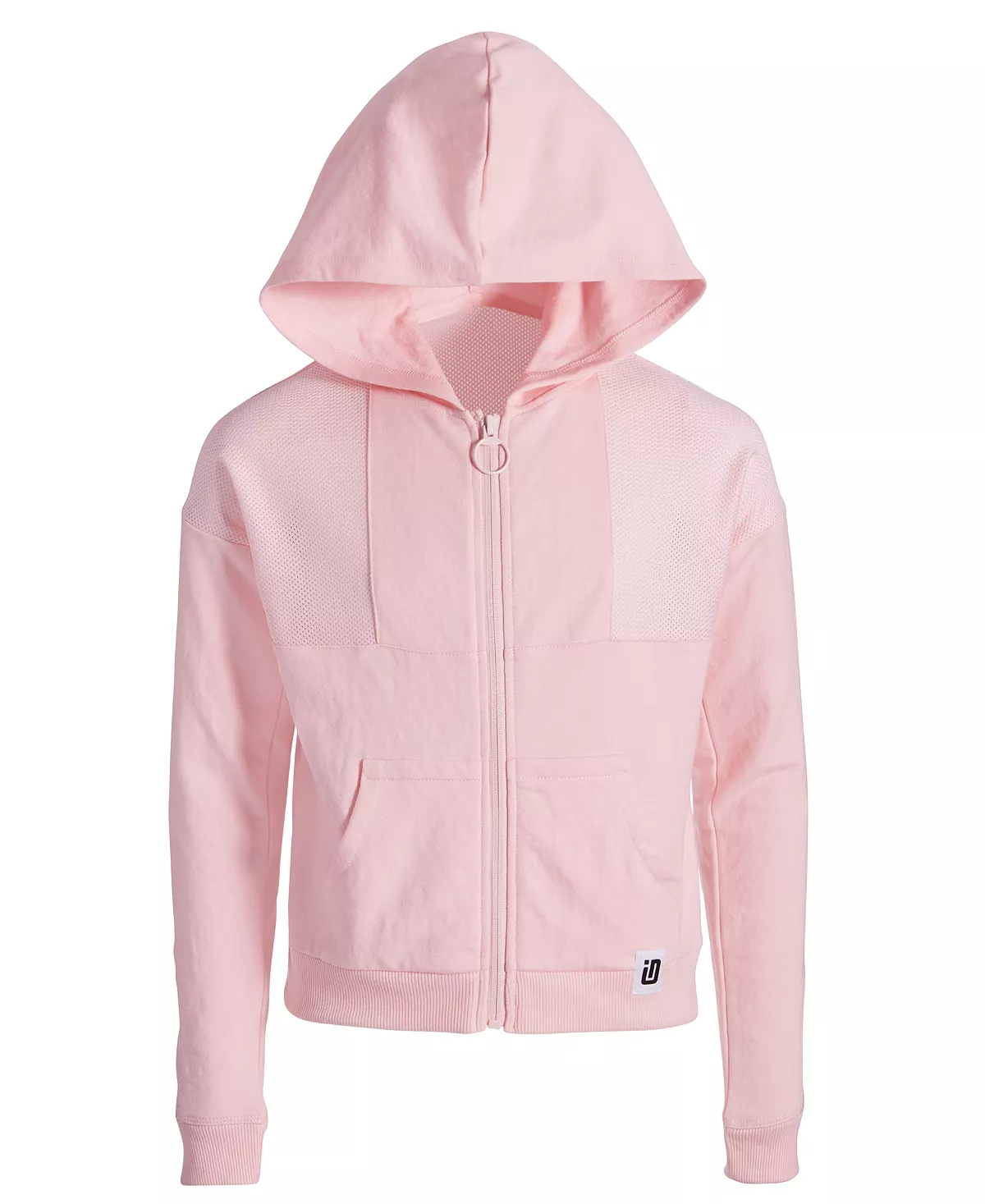 ID Ideology Girls Mesh Accent Zip Hooded Jacket  Color Rose Shadow Size L (14)