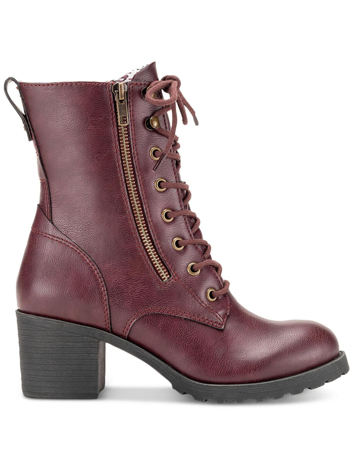 Sun + Stone Women's Sloanie Lace-Up Hiker Booties  Color Wine Size 5.5M