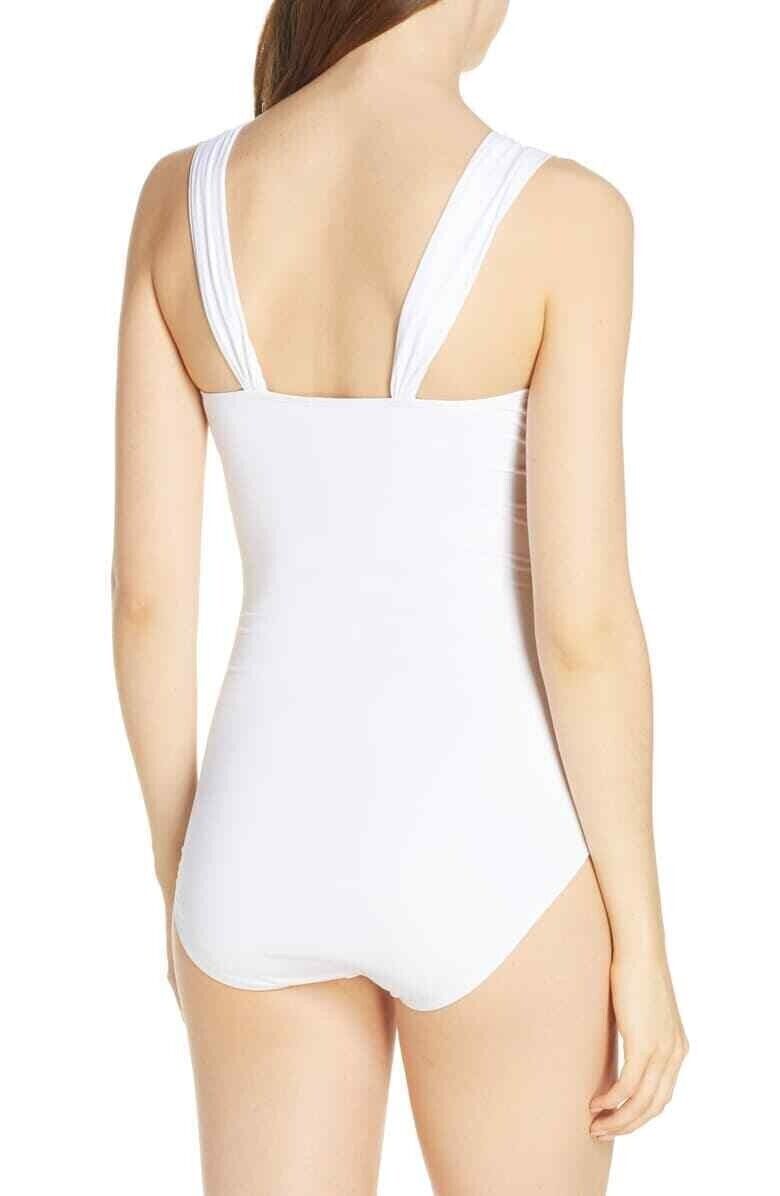 Tommy Bahama Pearl Shirred Front One-Piece Swimsuit  Color White Size 10