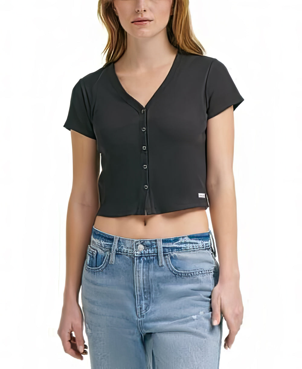 Calvin Klein Jeans Women's Cotton Crop Top  Color Black Size L