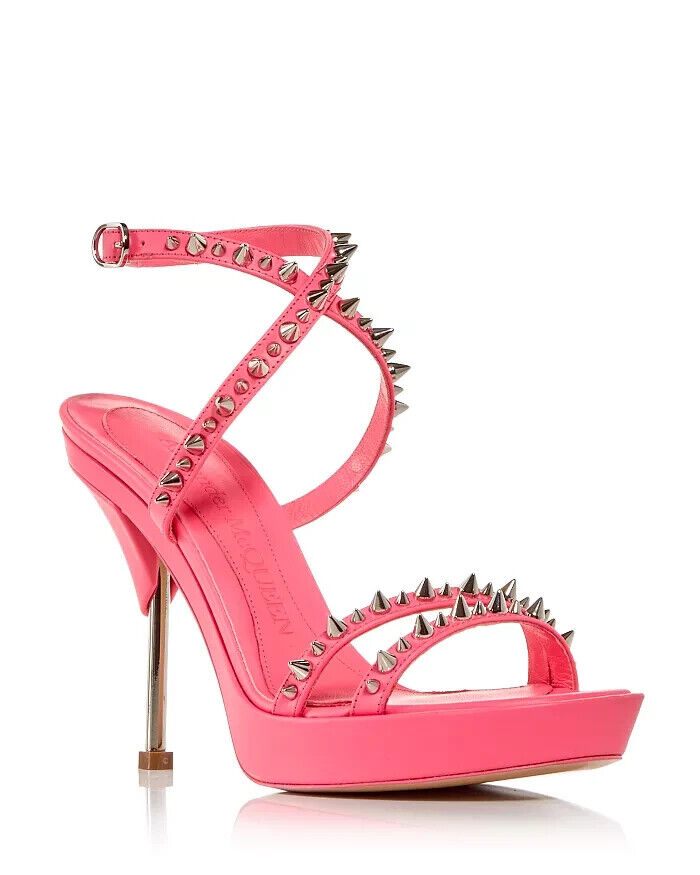 Alexander McQueen Women's Punk Stud Platform High Heel Sandals  Color Neo Pink Size EU38/US7