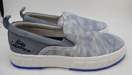 Karl Lagerfeld Paris Men's Tie-Dye Slip-On Sneakers  Color Blue Leather Size 12M