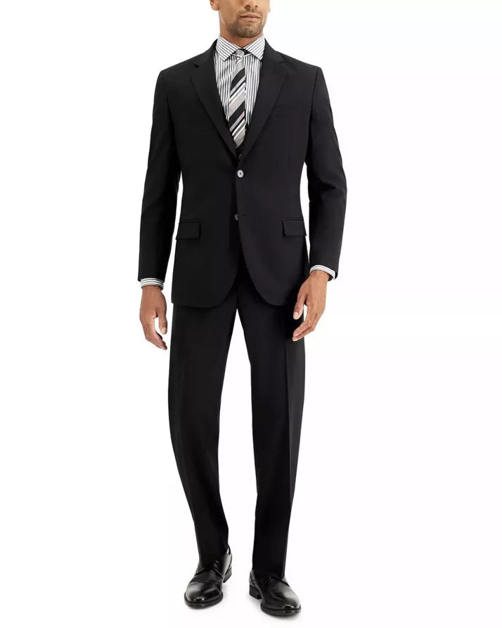 Nautica Men's Big Tall Modern-Fit Bi-Stretch 2-pc Suit  Color Black Solid Size 50R x 45 Waist