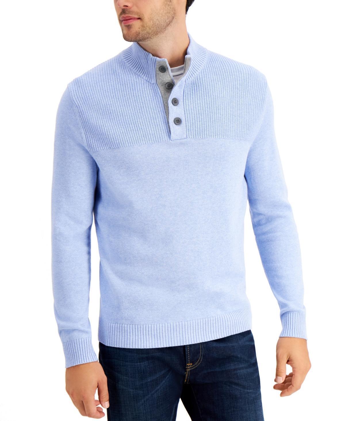 Club Room Men's Ribbed Four-Button Sweater  Color Blue Yonder Size 2XL