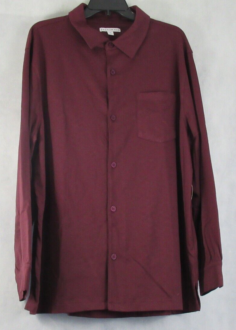 And Now This Men's Regular-Fit Solid Knit Button-Down Shirt  Color Plum Size 2XL