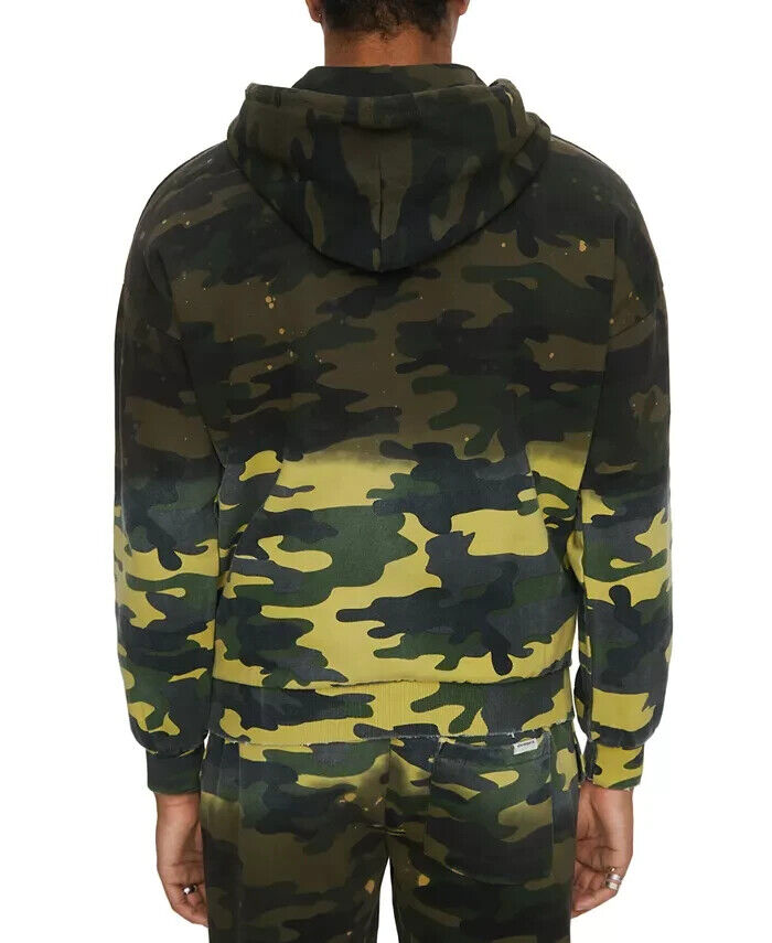 ELEVEN PARIS Men's Acid Camo Fleece Hoodie  Color Acid Green Camo Size S