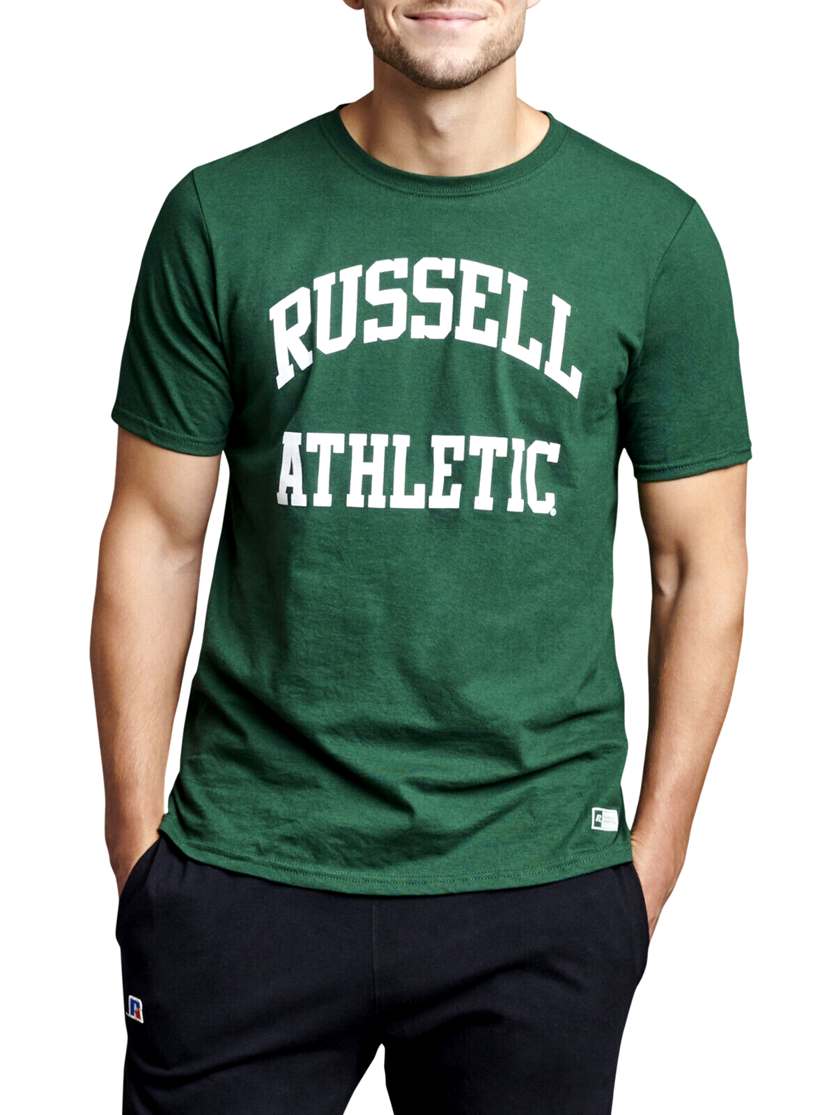 Russell Athletic Men's Archie Logo Graphic T-Shirt  Color Pine Green Size S