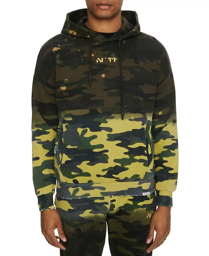 ELEVEN PARIS Men's Acid Camo Fleece Hoodie  Color Acid Green Camo Size S