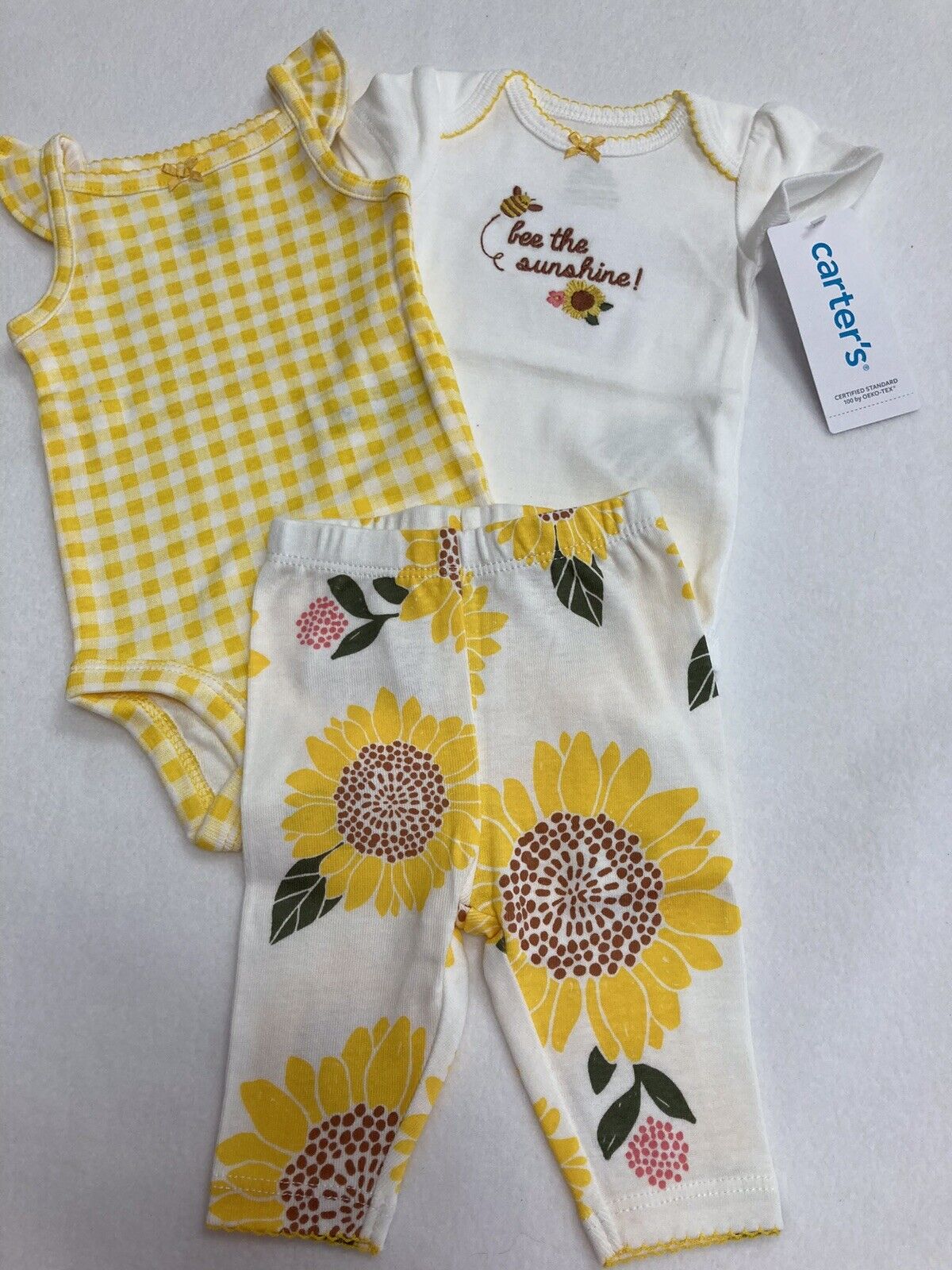 Carters  Baby Girls Bobysuit Pant Set, 3-piece  Color Yellow Size Newborn