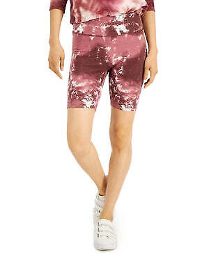 Hippie Rose Juniors Floral-Print High-Rise Biker Shorts  Color Burgundy Tie Dye Size S