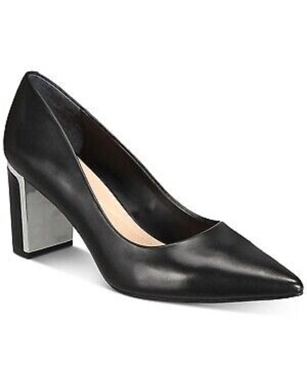 Alfani Womens Step N' Flex Jensonn Block-Heel Pumps  Color Black Leather Size 8.5M