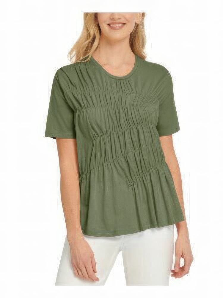 DKNY Women's Ruched Short-Sleeve Top  Color Military Green Size S