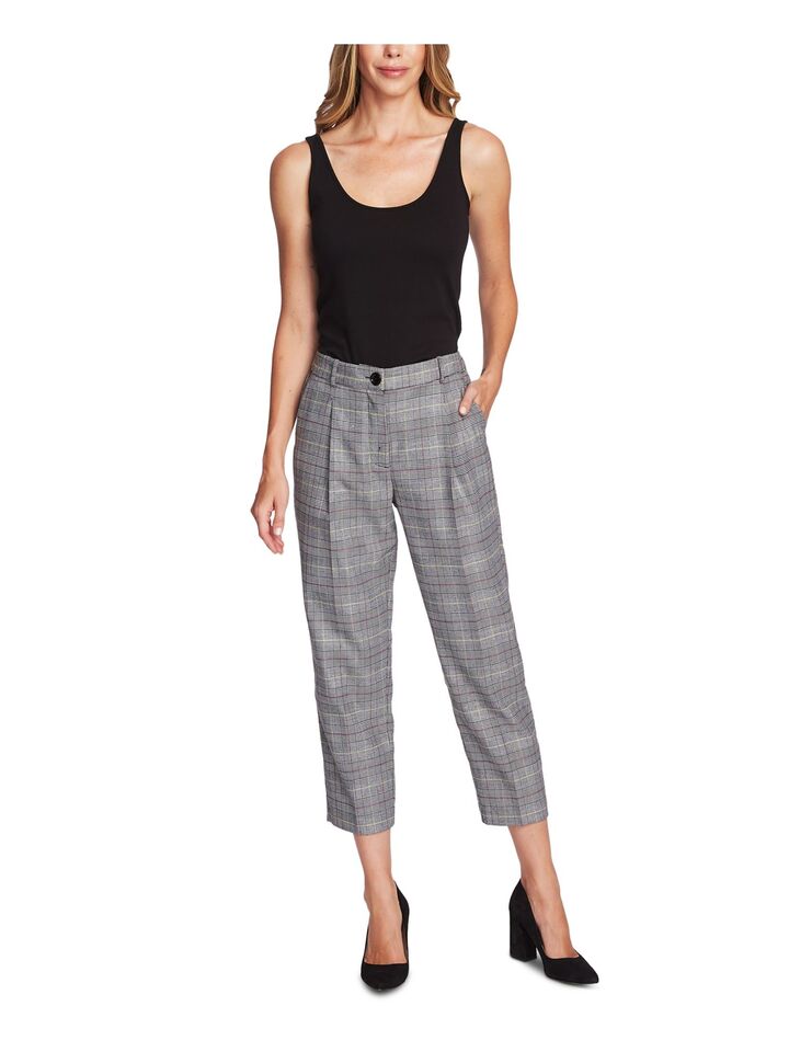 Vince Camuto Women's Wear To Work Straight Leg Pants  Color Black Plaid Size 12