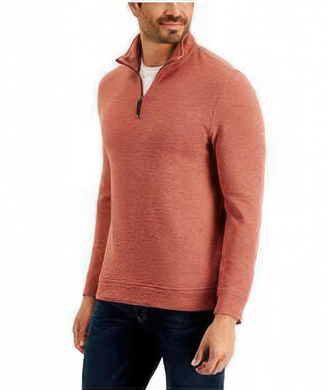 Club Room Men's Birdseye Quarter-Zip Pull-Over Sweater  Color Rusty Red Size 2XL