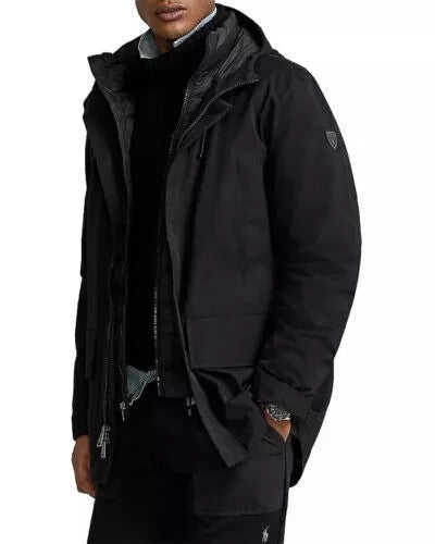 Polo Ralph Lauren Men's Twill Hooded Coat  Color Polo Black Size L