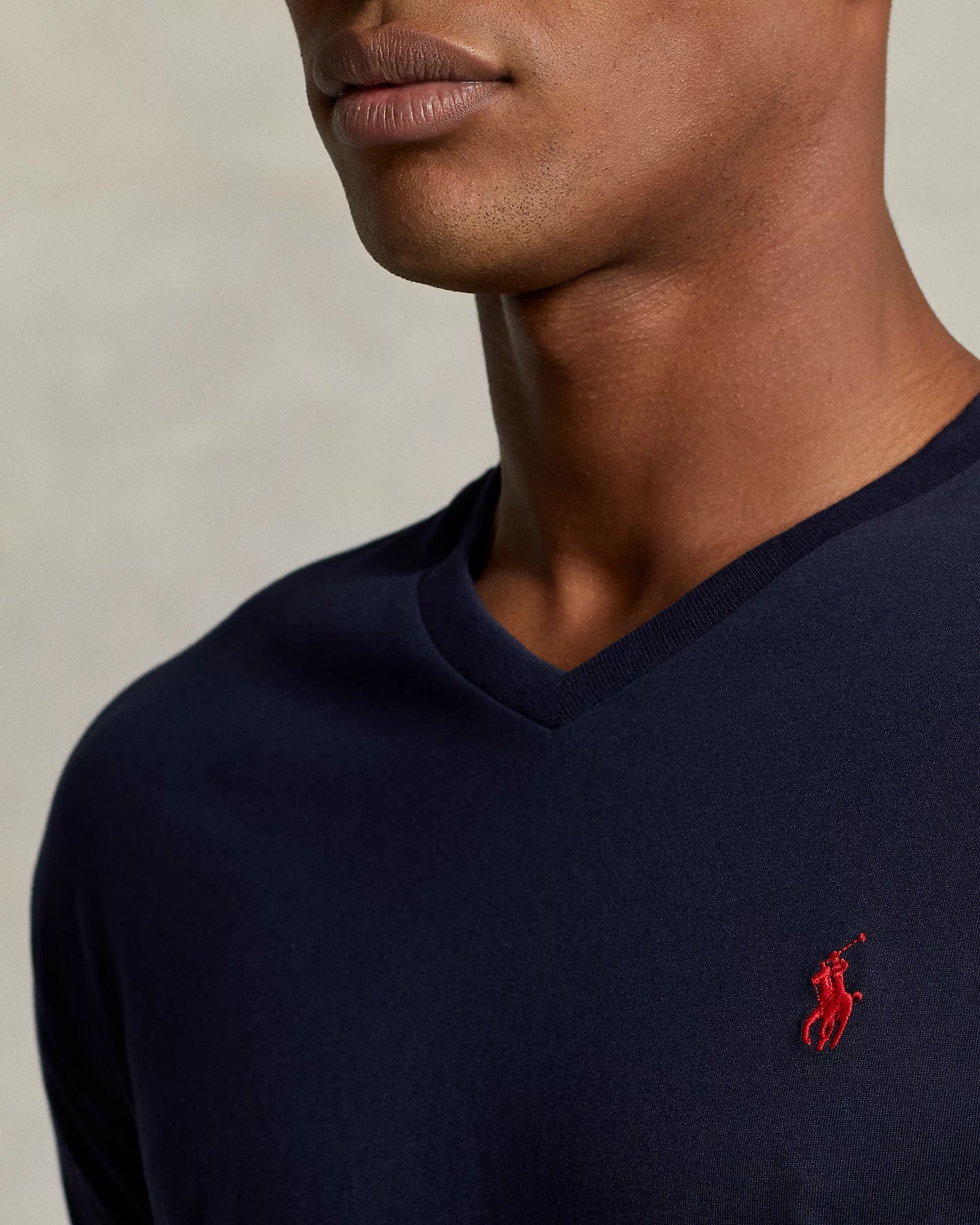Polo Ralph Lauren Men's Classic-Fit Cotton V-Neck T-Shirt  Color Ink Blue Size L