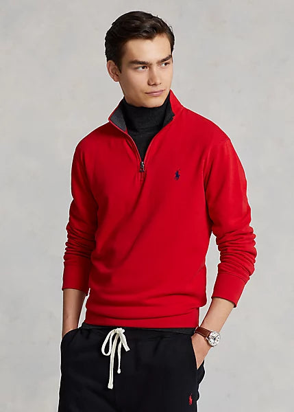 Polo Ralph Lauren Men's Luxury Jersey Quarter-Zip Pullover  Color Rl 2000 Red Size L