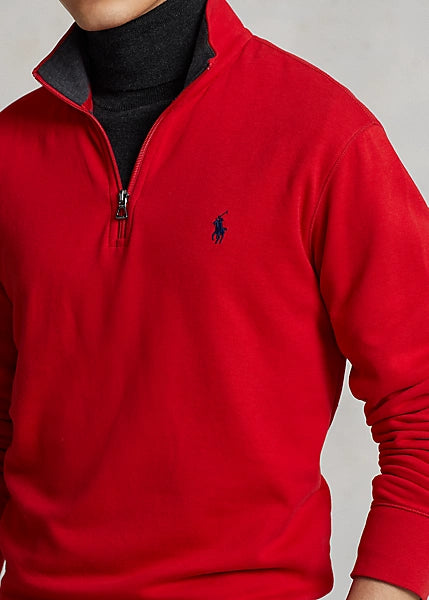 Polo Ralph Lauren Men's Luxury Jersey Quarter-Zip Pullover  Color Rl 2000 Red Size L