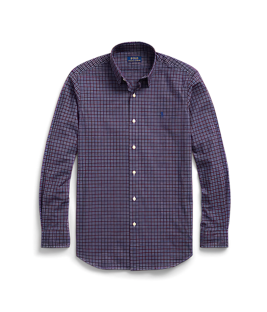 Polo Ralph Lauren Classic Fit Plaid Stretch Poplin Shirt  Color Slate Size M