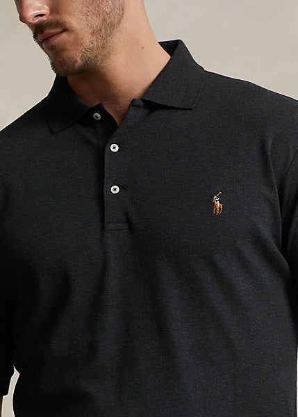 Polo Ralph Lauren Men's Big & Tall Soft Cotton Polo Shirt  Color Black Marl Heather Size 3XB