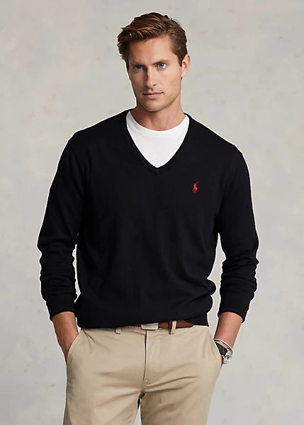 Polo Ralph Lauren Men's Cotton V-Neck Sweater  Color Polo Black Size L