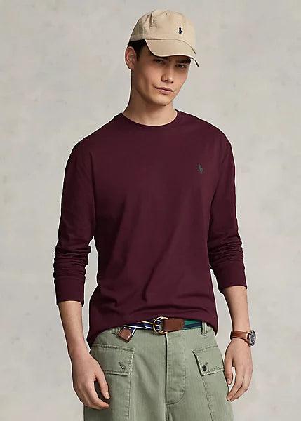 Polo Ralph Lauren Men's Classic-Fit Jersey Long-Sleeve T-Shirt  Color Harvard Wine Size 2XL