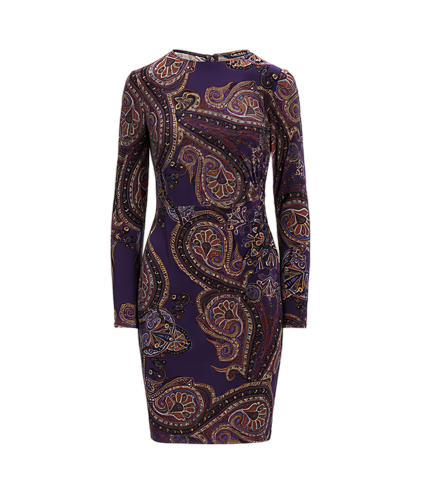 Lauren Ralph Lauren Women's Paisley Twist-Front Stretch Jersey Dress  Color Purple Multi Size 4