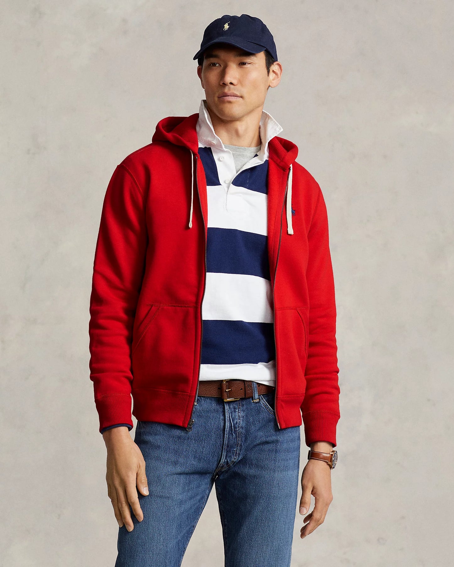 Polo Ralph Lauren Men's Signature Fleece Full-Zip Hoodie  Color Red Size XL