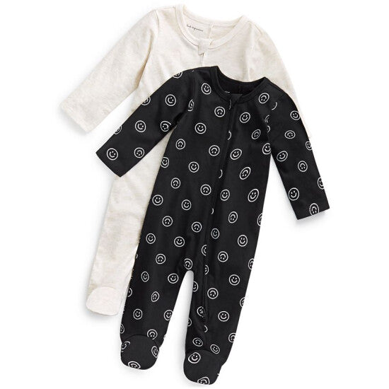 First Impressions Baby Girls & Boys Smiley Splash 2-Pk. Footed Coveralls  Color Deep Black Size 6-9M