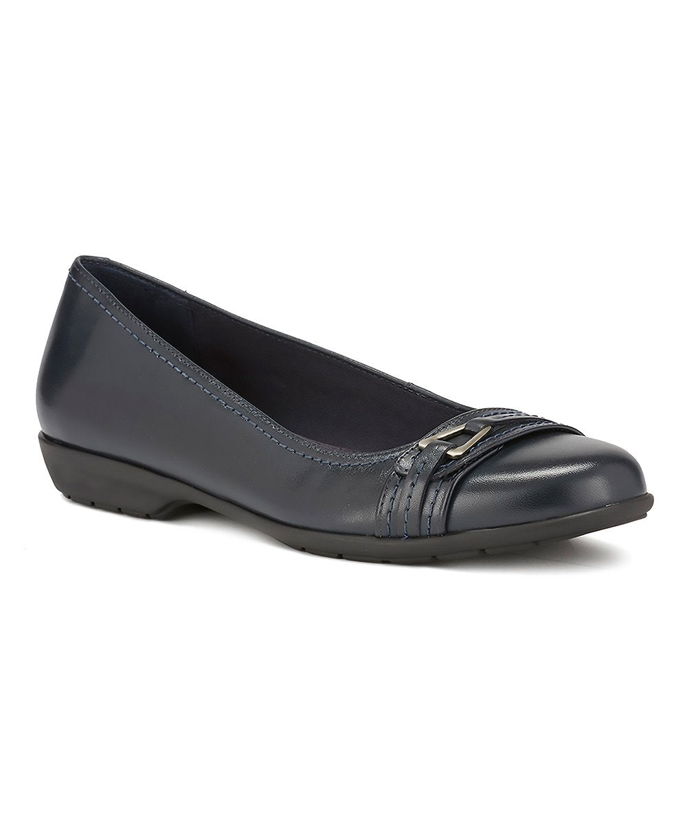 Walking Cradles Women's Flynn Leather Flat  Color Navy Size 12W