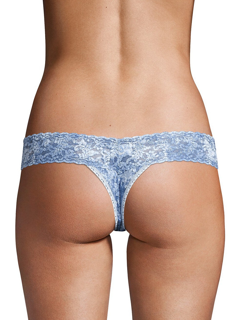 hanky panky Women's Chambray Lace Splash Thong  Color Blue One Size