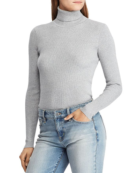 Lauren Ralph Lauren Ribbed Turtleneck Sweater  Color Pearl Grey Heather Size XXL