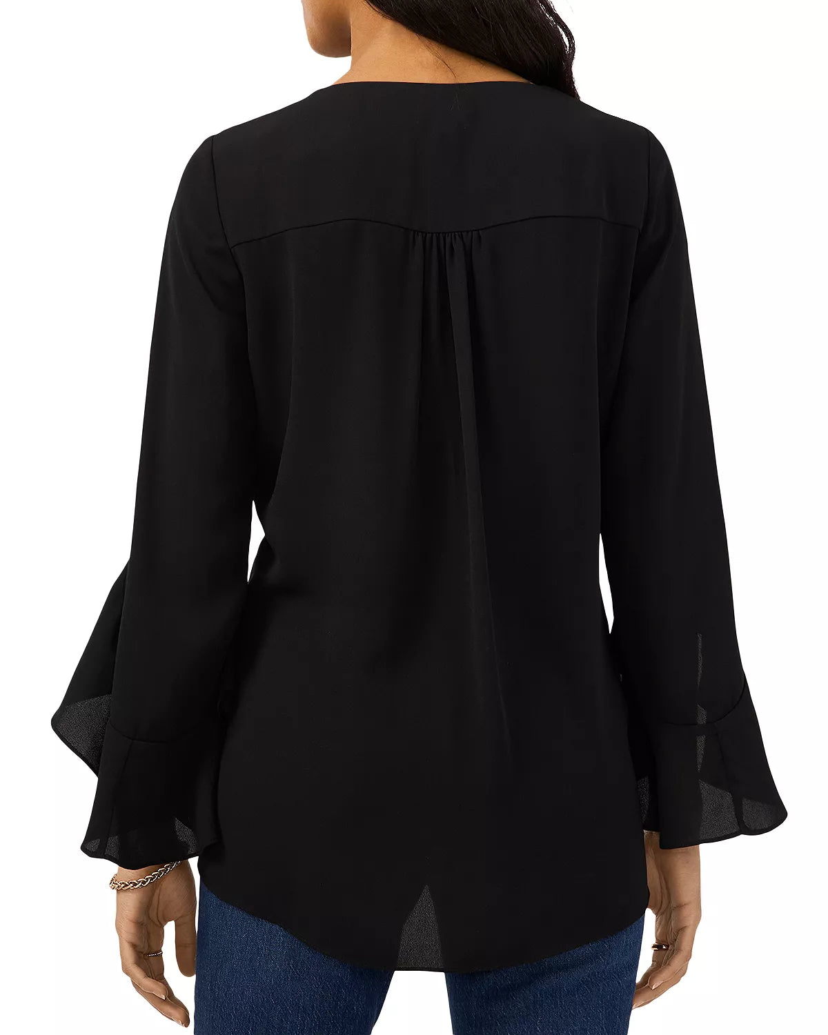 VINCE CAMUTO Women's Flutter Petites Sleeve Crossover Top  Color Rich Black Size PS