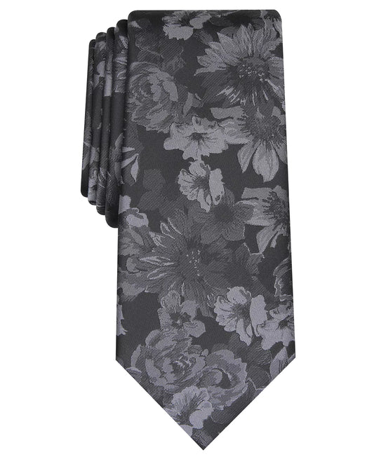 Bar III Mens Troude Skinny Floral Tie  Color Black One Size