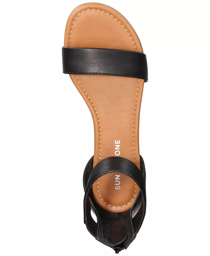 Sun + Stone Women's Keley Flat Sandals  Color Black Size 8M