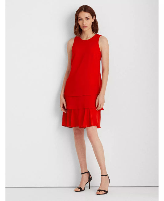 Lauren Ralph Lauren Petite Georgette Shift Dress  Color Red Size 16P