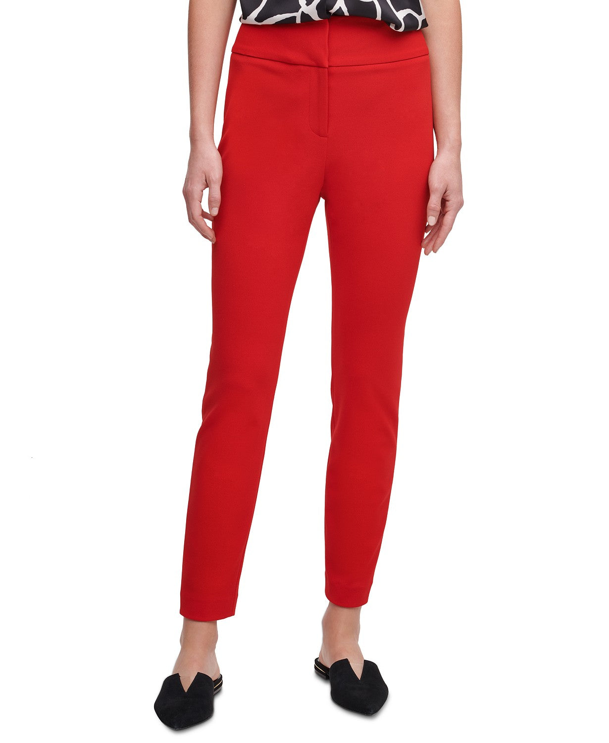 DKNY Women's Front-Tab Skinny Pants  Color Red Size 0