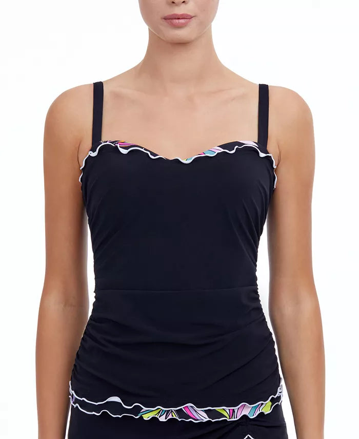 PROFILE BY GOTTEX Monaco D-Cup Underwire Tummy-Control Tankini Top Color Black Size 40D