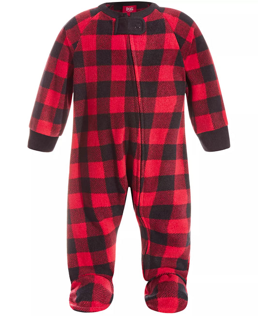 Family Pajamas Matching Baby Red Check Printed Footed Coverall Color Red Check Size 12M