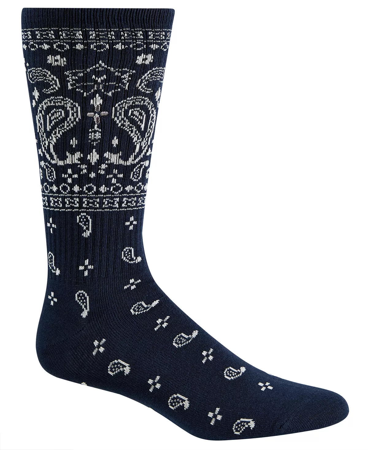 Sun Stone Mens Paisley Printed Crew Socks  Color Blue Paisley ONE SIZE