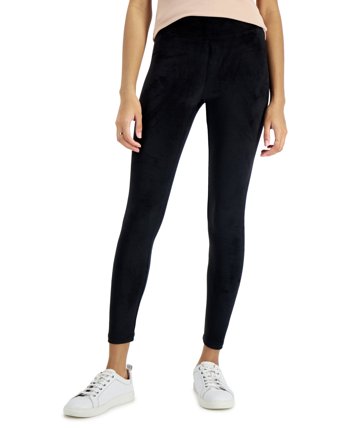 PLANET GOLD Juniors' High Rise Velour Leggings  Color Black Size M