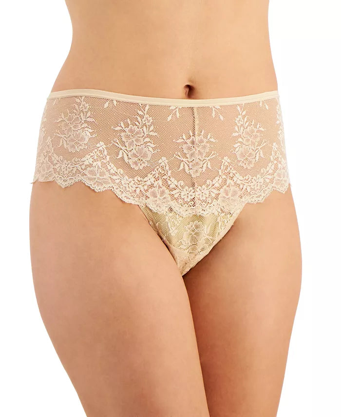 Jenni Womens Wide-Lace-Waist Thong  Color Chai Size L