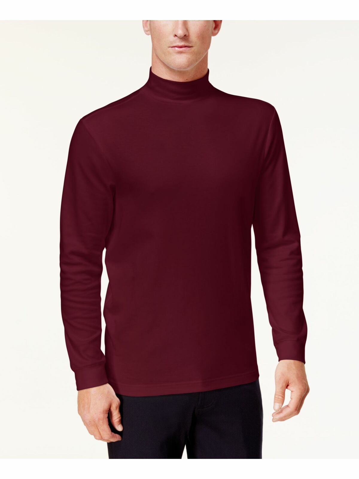 Club Room Men's Solid Mock-Neck Shirt  Color New Red Plum Size 2XL