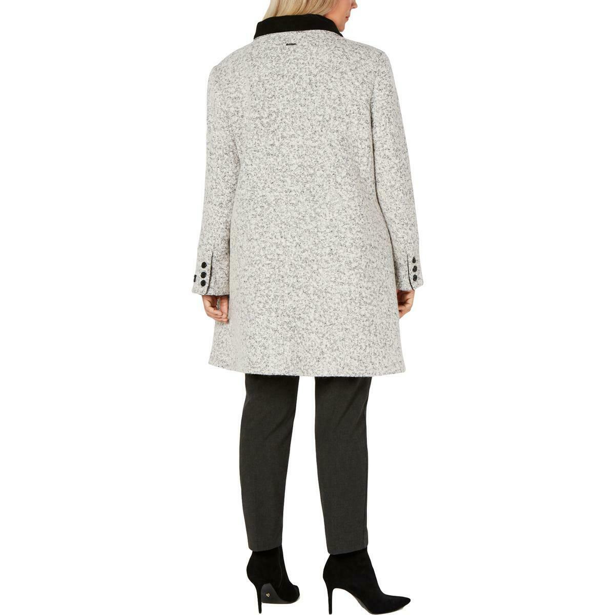 DKNY Women’s Plus Wool Blend Cold Weather Walker Coat   Color White Size 2X